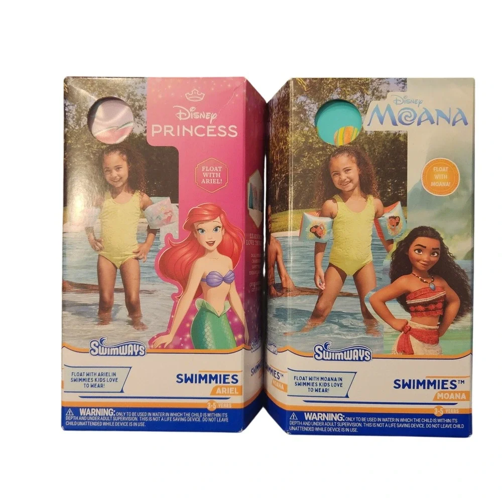 Swimways Swimmies Kids Pool Floats Bundle Bluey Disney Princess Ariel Moana 4pk